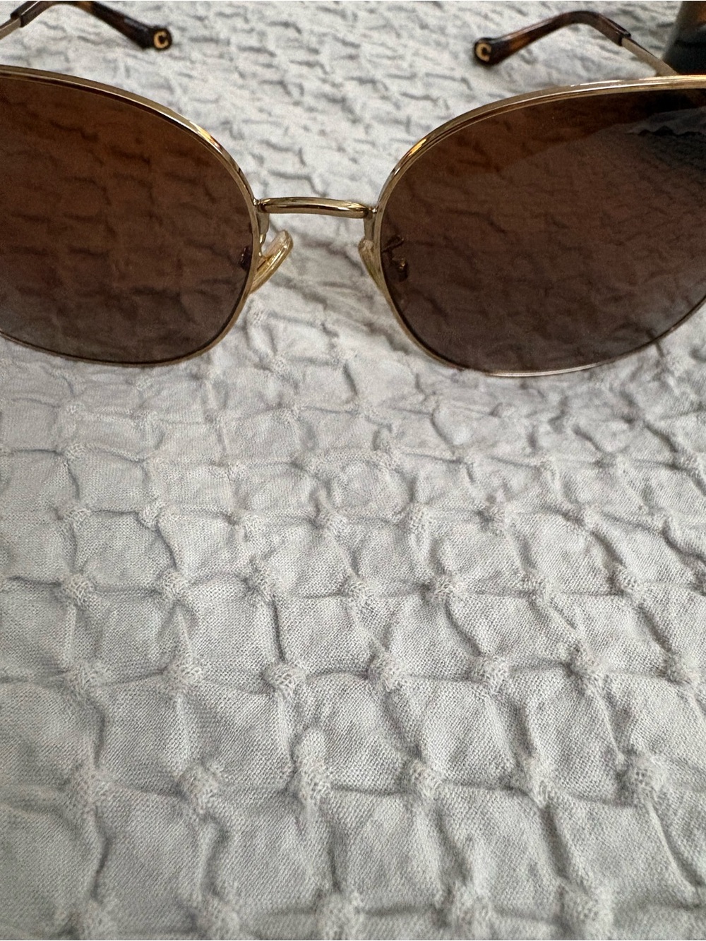 Coach Gold Metal Frame Sunglasses with Dark Brown Lenses - Picture 8 of 9
